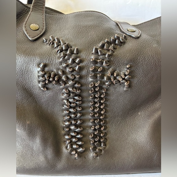 FRYE Sienna Shopper Brown Leather Logo Tote - Picture 7 of 8